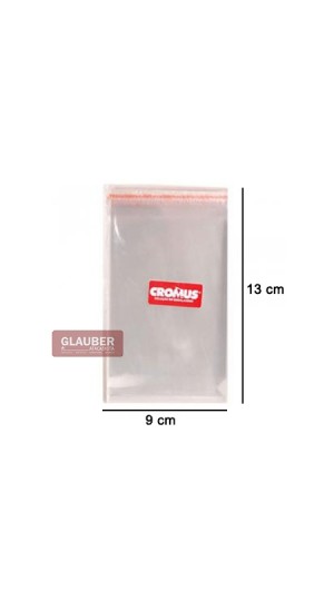 SACO ADESIVADO 09X13+3CM PT/100