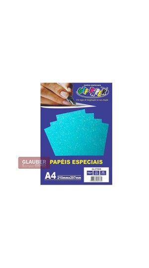 PAPEL GLITTER A4 180G PT/05