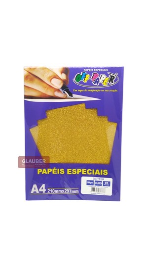 PAPEL GLITTER A4 180G PT/05