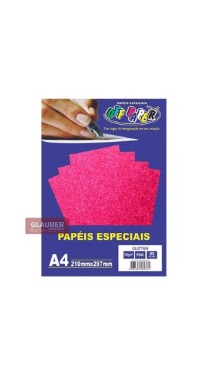 PAPEL GLITTER A4 180G PT/05
