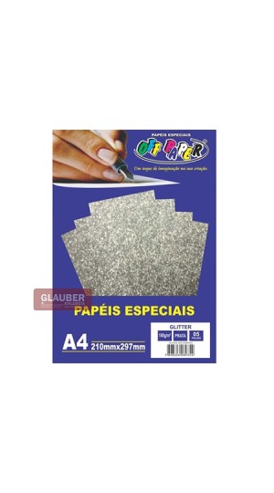 PAPEL GLITTER A4 180G PT/05