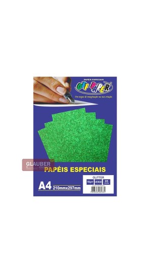 PAPEL GLITTER A4 180G PT/05