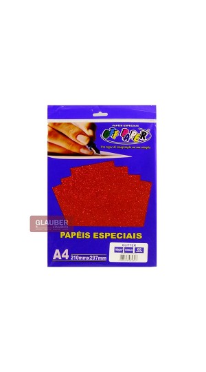 PAPEL GLITTER A4 180G PT/05