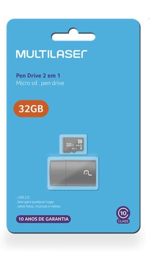 CARTÃO DE MEMORIA (2X1) 32GB +KIT MULTILASER