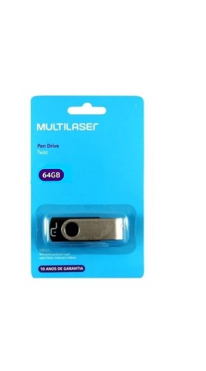 PENDRIVE 64GB TWIST PRETO PD590 MULTILASER
