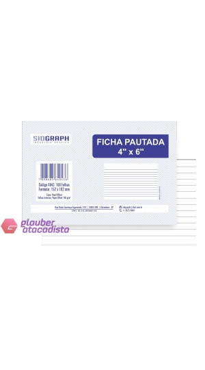 FICHA PAUTADA 4 CM X 6 CM 100 FOLHAS
