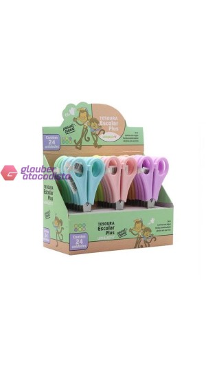 TESOURA ESCOLAR PLUS PASTEL TREND CX/24