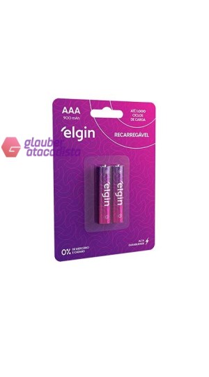 PILHA RECARREGÁVEL AAA PALITO CT/02 ELGIN