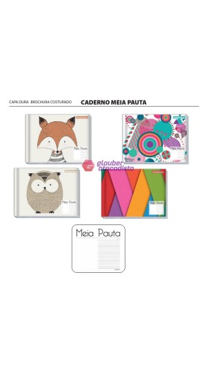 CADERNO BROCHURA MEIA PAUTA 60 FOLHAS CAPA DURA PT/10