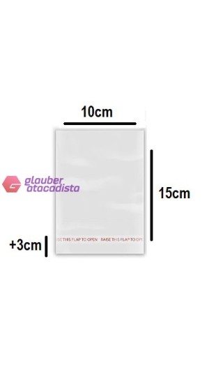 SACO ADESIVADO 10X15+3CM PT/100