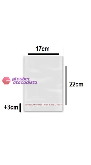 SACO ADESIVADO 17X22+3CM PT/100