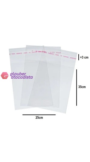 SACO ADESIVADO 25X35+3CM PT/100