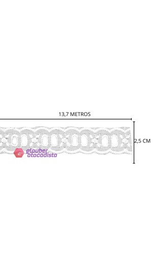 BORDADO PASSA FITA 2.5CM BRANCO