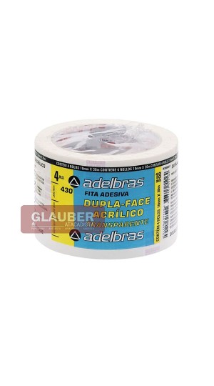 FITA ADESIVA DUPLA FACE 18 MM X 30 METROS PT/04