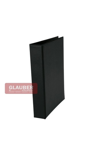 FICHARIO OFÍCIO PRETO COM CRISTAL 4 ARGOLAS LOMBO 40MM