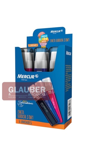 CANETA BORRACHA 3X1 CX/06 MERCUR